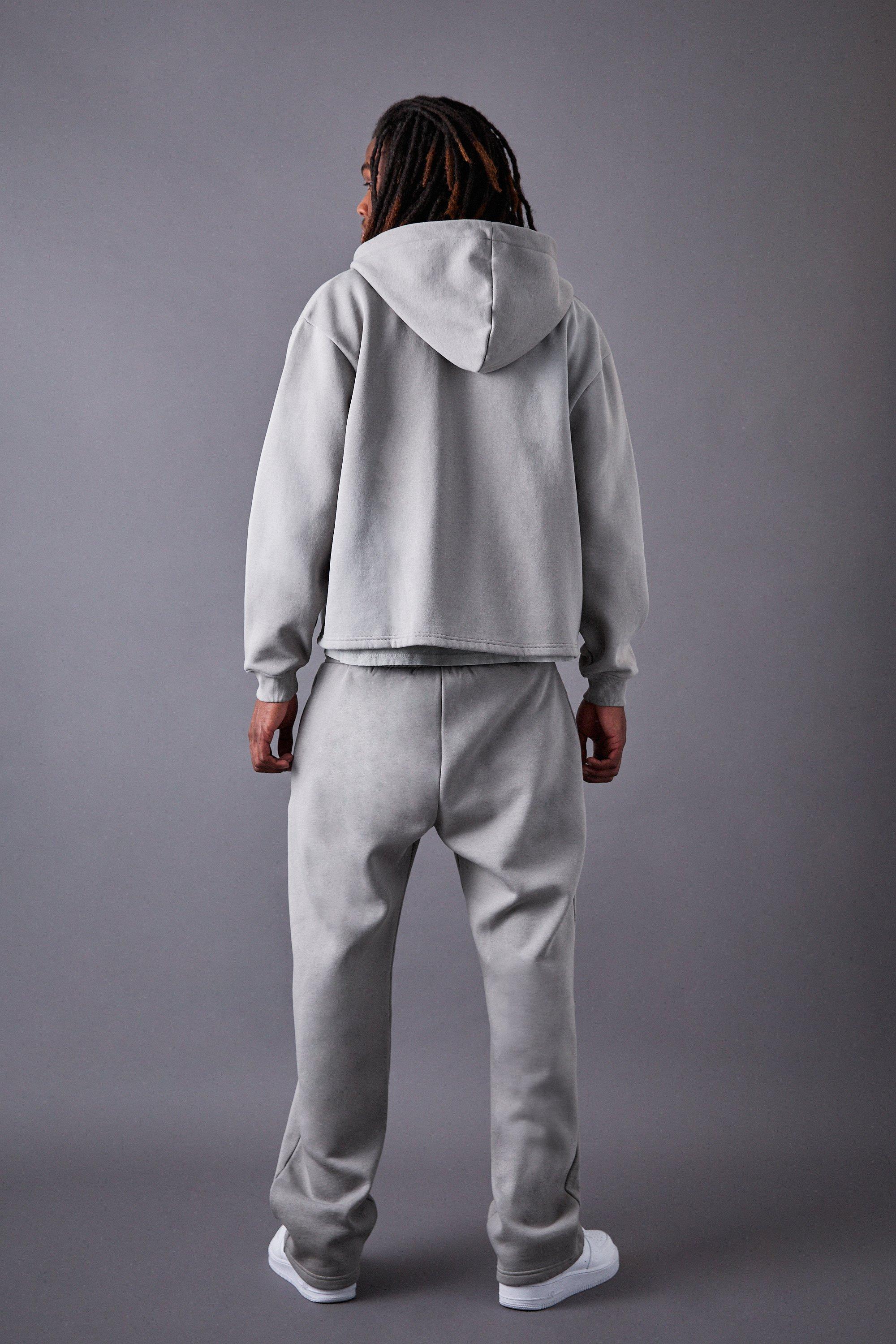 Oversized Zip Through Washed Puff Print Tracksuit | boohoo
